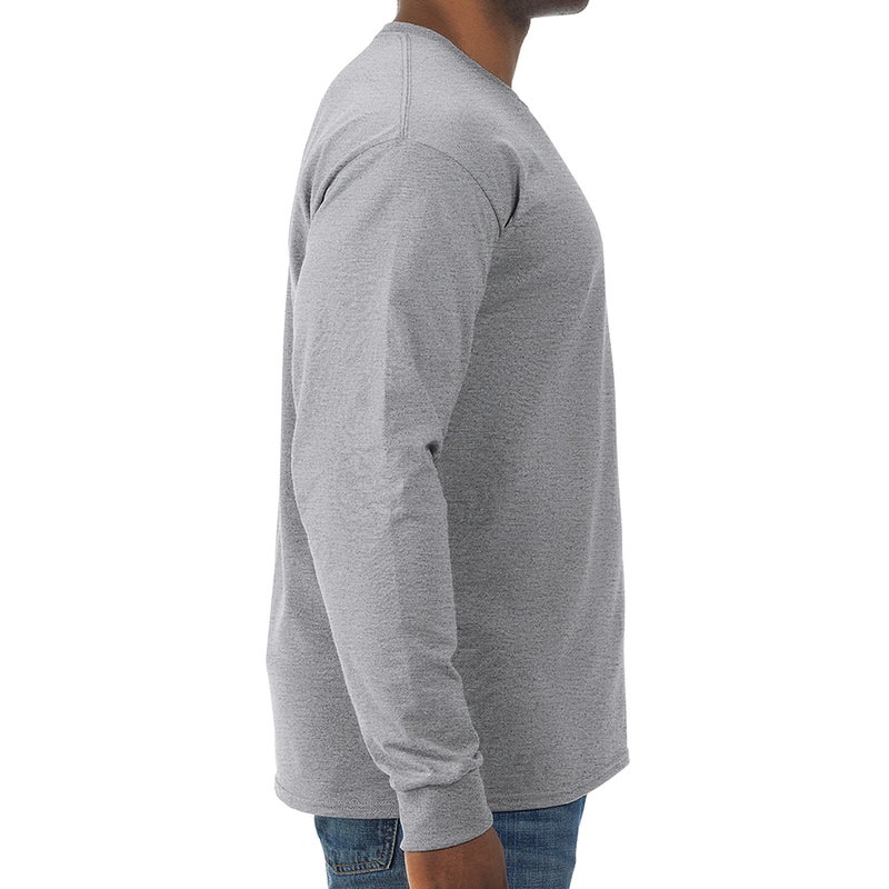 Jerzees Men's Dri-Power Cotton Blend Long Sleeve Tees, Moisture Wicking, Odor Protection, UPF 30+, Sizes S-3X, Athletic Heather, Large - Image 2